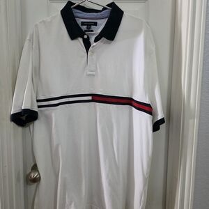 Tommy Hilfiger White Polo Shirt with Black and Red Accents